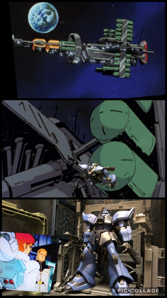 −ジュピトリス艦内−レコア「なんだかすんなり潜入できちゃったわ。嘘みたい。あ、コレが情報通り１隻だけで行動する船…。なんて大きい…。」クルーA「よう姉ちゃん、よくもまぁ、こんな旧式で遊んでたもんだなぁ。ゲルググJなんて今や激レアキットだぞ。」クルーB「コレ、いくらで売ってくれるって？」レコア「残念だけど、売りに来た訳じゃないわ。コレってマニアの間ではちょっとした人気タイプなのよ。復元するのにいくらかかったと思う？」クルーB「メルカリかい？」レコア「いえ、たまたま普通に売ってたの。」クルーB「そいつはラッキーだったな。今じゃとても手に入らんぜ。」クルーC「おーい、チェック完了だ。ただのオモチャだな、このゲルググJは。組み立てて色塗っただけだぜ。スジボリもディテールUPもしてねえ。」レコア「このレビューのメイン機体じゃないんだから、勘弁して頂戴。」クルーA「ところであんた、どこのコロニーのスペースノイド？」レコア「え？えーとサイド2の.....。」クルーB「あ、キャプテンだ。」レコア「あれが、パプテマス・シロッコ...。」クルーC「じゃ、俺たちはしばらくゲルググJ眺めてるからアンタは自由にしててイイぜ。素組みとはいえ、今じゃ貴重だからなあ。」クルーA「だから入艦許可したんだからさ。あ、一応艦内は決められたエリア以外は撮影禁止でお願いするぜ。」レコア「ありがとう。じゃ遠慮なしで自由にさせて貰うわ。」クルーB「そこに案内板あるから見ていきな。」レコア「あら、ありがとう。へえ〜、東京ドーム50個分の広さがあるんだ。凄いなあ。居住区もあって街が丸ごと入っちゃってるのね。まるでマクロスだわ。あら、ここにガーデニングエリアあるじゃない、こっちにはフードコートもあるわ。お買い物エリアも多いのね。素敵だわ。一日で見て回れるかしら。あ、いけない、潜入調査だったっけ。あら、MSの開発工場エリアなんてあるんだ。お仕事だし、ここに行かなきゃ。」