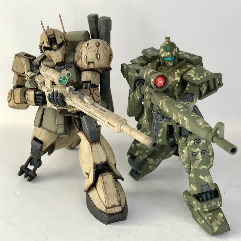 カークスのザクスナイパーとともに。比べるとジムのスタイリッシュさ（特に頭の小ささ）が際立ちます。