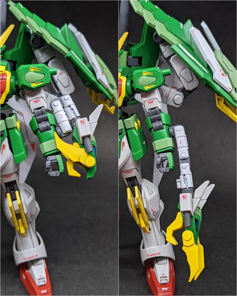 ドラゴンハングの伸縮ギミックはスタービルドストライクのシールドの接続アームを加工して取り付けました