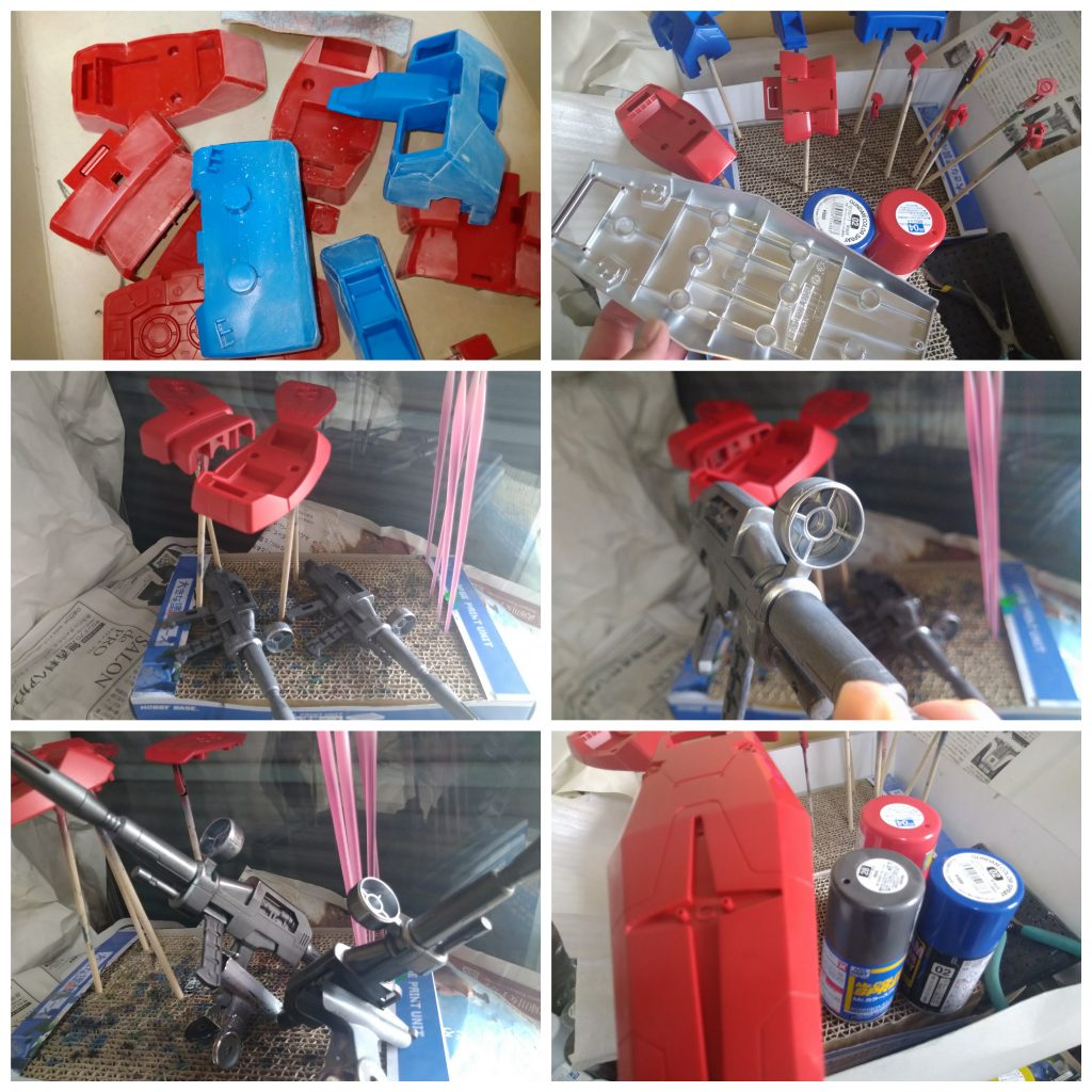 サンディング。大半が缶スプレーになり細部の修正は筆塗り。シルバー塗布はエアブラシですね。