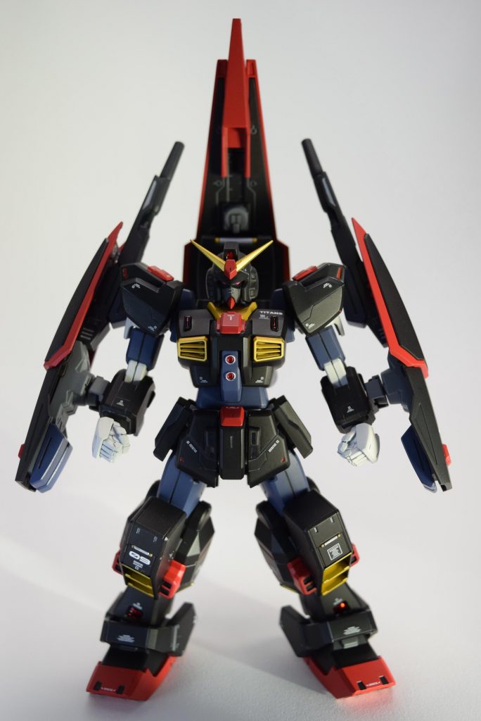 ムラサメ研とオークランド研が、兵装の試験機としてｍｋ２を改修したって感じで作成しました。旧HGが３つもパチ組で放置されていたので、有効活用してあげられて良かったです。