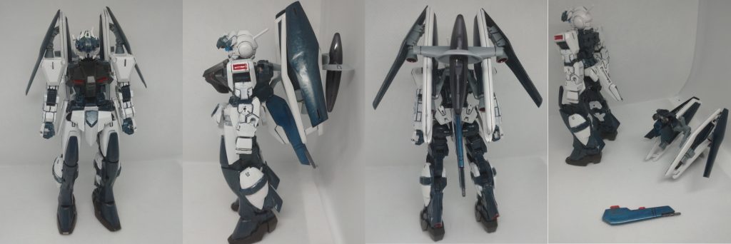 　ここからはバックパックで遊んでみた編になります。30MMアルトの背面は昨今のHGのスタンダートというべき２穴系なので、他のバックパックも付け替えて遊べるように、シビリアンアストレイ本来の背面フレキシブルスラスターを背中パーツごとバックパック化してみました。