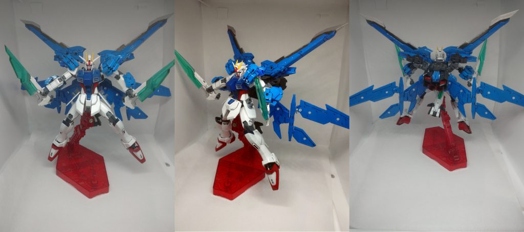 モードチェンジ2形態め、フリーダムイシュー。 正直これがハイマットモードかと問われれば作った本人も首をかしげるのですが(ウィングスラスターもついてないっぽいから羽を展開したところで高機動戦闘ができるのか謎)、それっぽく見えればいいや!ということで。