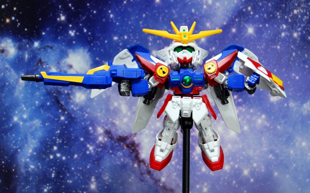 ローリングバスターライフル(片手)。派手なアクションが取れる関節構造ではないので、これは精一杯です(汗)。