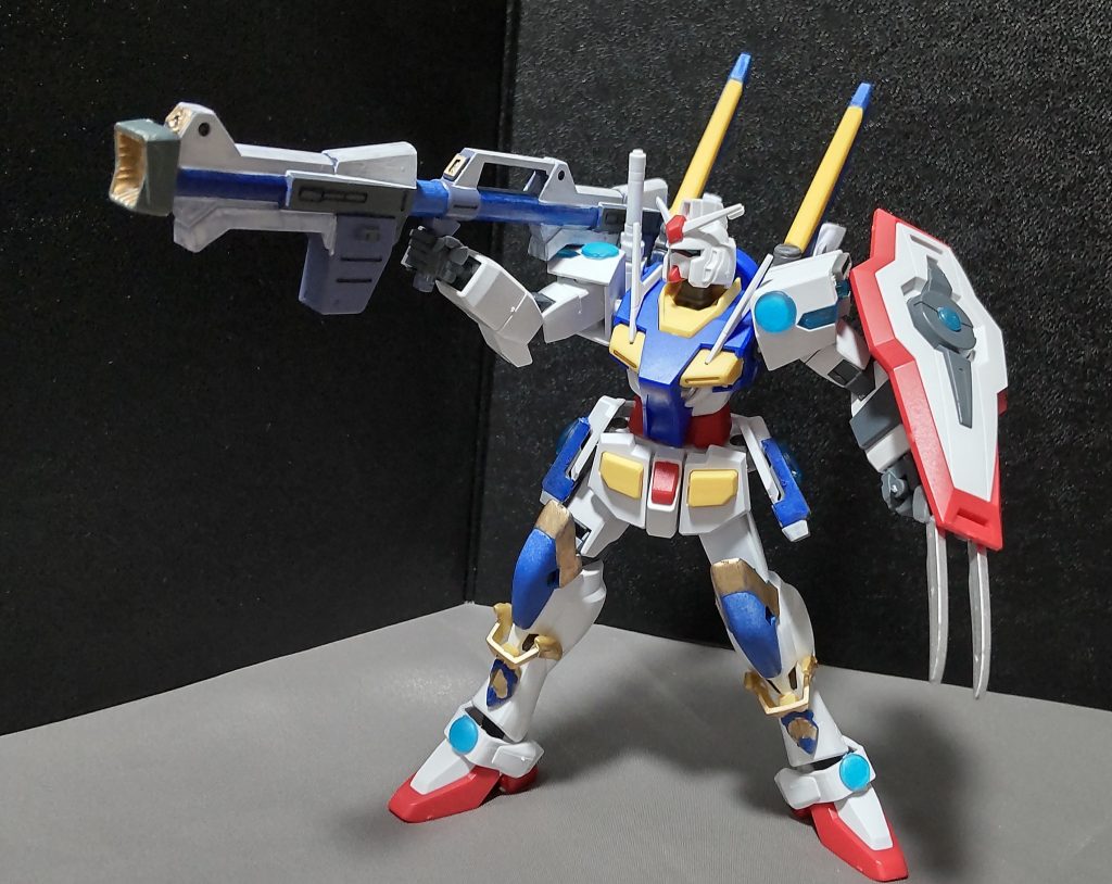 GNビームランチャーヴァーチェのGNバズーカより威力は劣るが、それでも十分な威力はある。未使用時は腰部に携行可能。※ガンダムmk2のハイパーバズーカを改造しました。