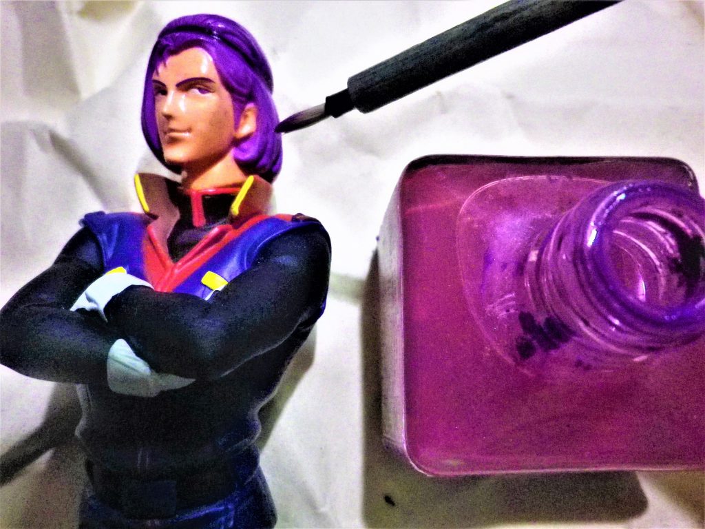 ウェザリングカラーのレイヤーバイオレットで髪の色の色調を整えます。最後まで閲覧して頂きましてありがとうございました(笑)