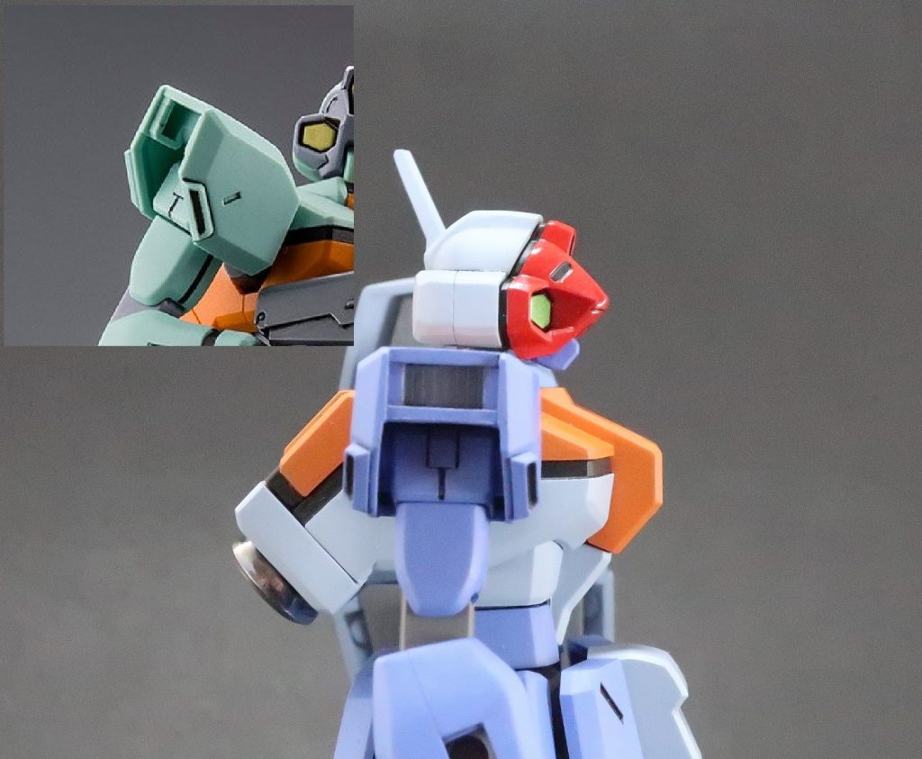 残念点その2、肩アーマーこのキットはビルドダイバーズのエルドラドートレスといくつかのパーツを共用していますが、エルドラ用のパーツをはめる穴がむき出しになってて非常にダサいです。あまりの酷さに無視できず、適当なプラ板等で埋めました。