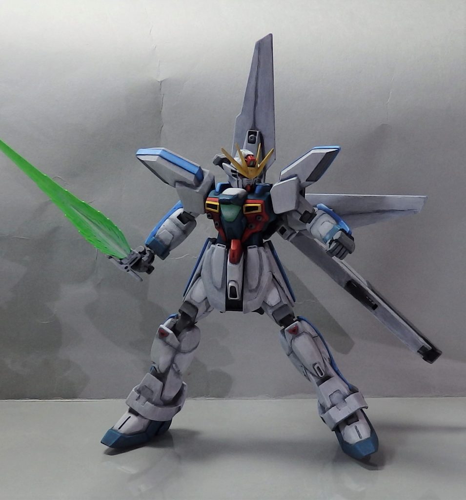 90年代のモールド入りビームサーベルのパーツは迫力があってよきよき。本体白や胸のパネルもそうだけど白のグラデは難しい…！