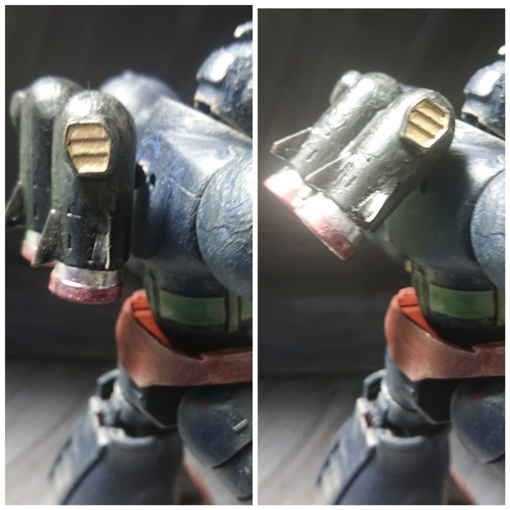 ブースター接続軸を壽屋のジョイントパーツに変更したので、稼働範囲が拡張しました。