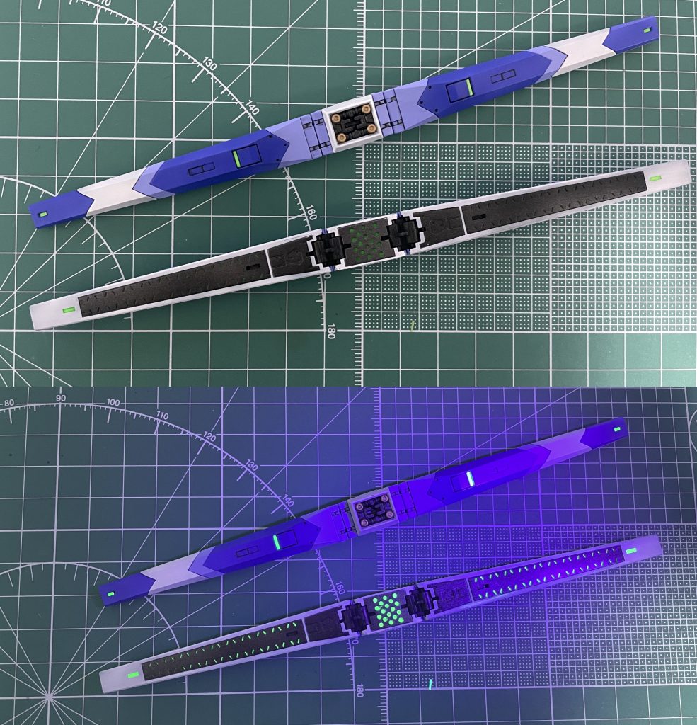 フィンファンネル。これはあんまり特別な塗分けはないんですが、内部の墨入れを蛍光カラーを使用してビームを表現できるようにしています。