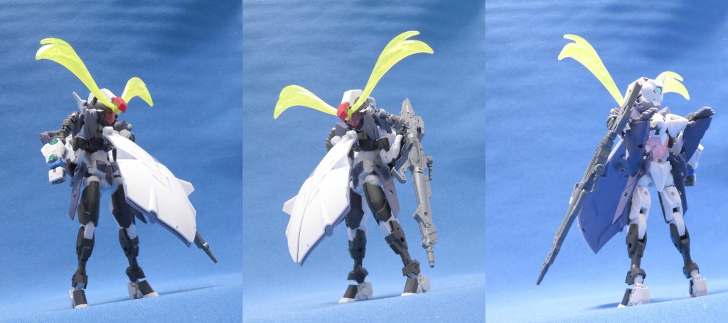 正面に大型装甲を配置装甲裏は意外に華奢なボディですね背面にはツインGNドライブを抱えています