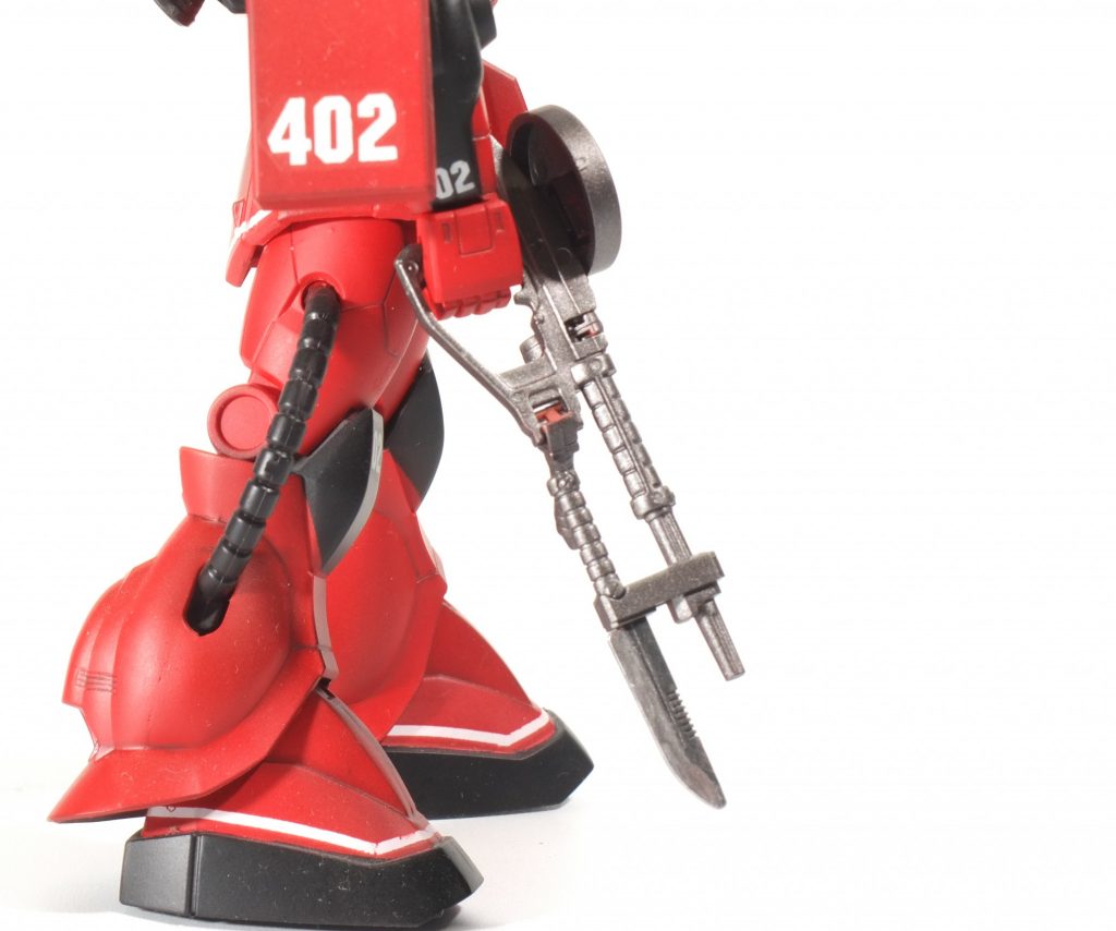 ザクマシンガンは銃剣型にしました。ウェルテクスの余剰パーツをくっつけただけなので（ヤクトドーガのパーツかな）、大河原イラストとは形状は違いますけど