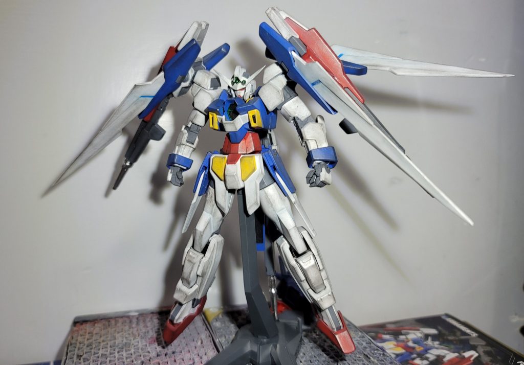 タミヤウェザリングマスターで汚しました今回はグレーを使ってみたけど白いところ以外に使うとまるで踏まれた靴のような汚れ方になっていて見栄え悪いと思ったから更にその上にガンメタルをかけました