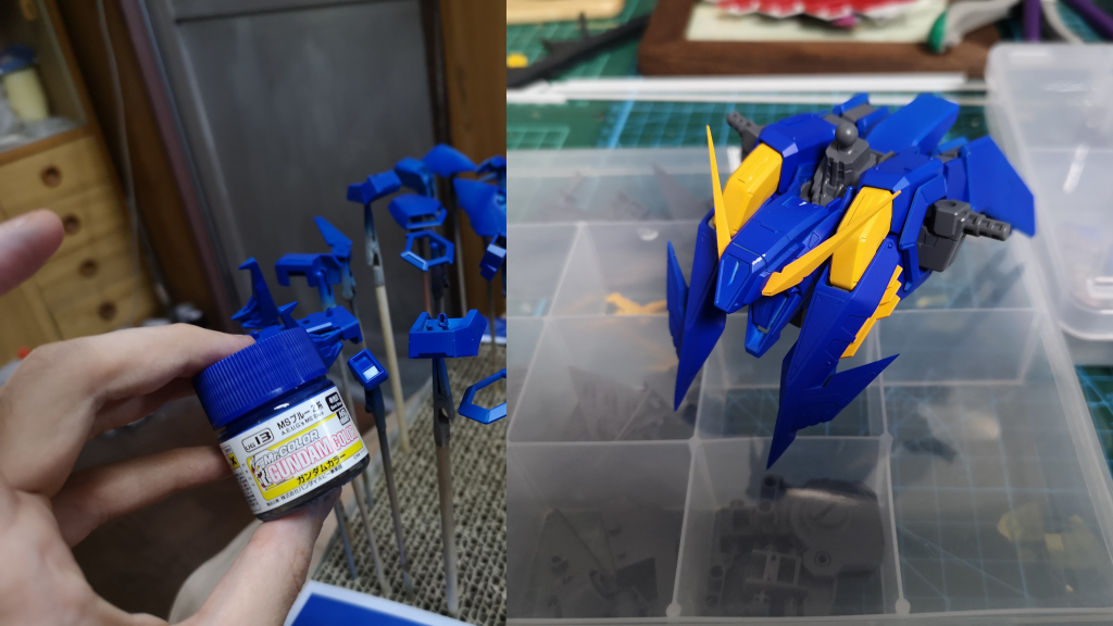 塗装は、鮮やかなトリコロールを意識しましたが、一番良く感じたのは、クレオスの「MSブルーZ系」です。発色良くて鮮やかでオススメです。・その他基本色ホワイト:ミクホワイト/レッド:サザビーレッド/イエロー:橙黄色/グレー:大洗グレー