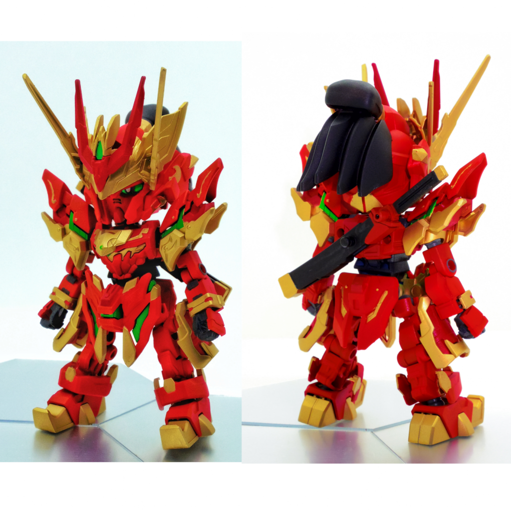『紅孩児テスタメントガンダム』背中に刀を装備した、素の状態です。肘関節の追加と、脚の延長をしています。