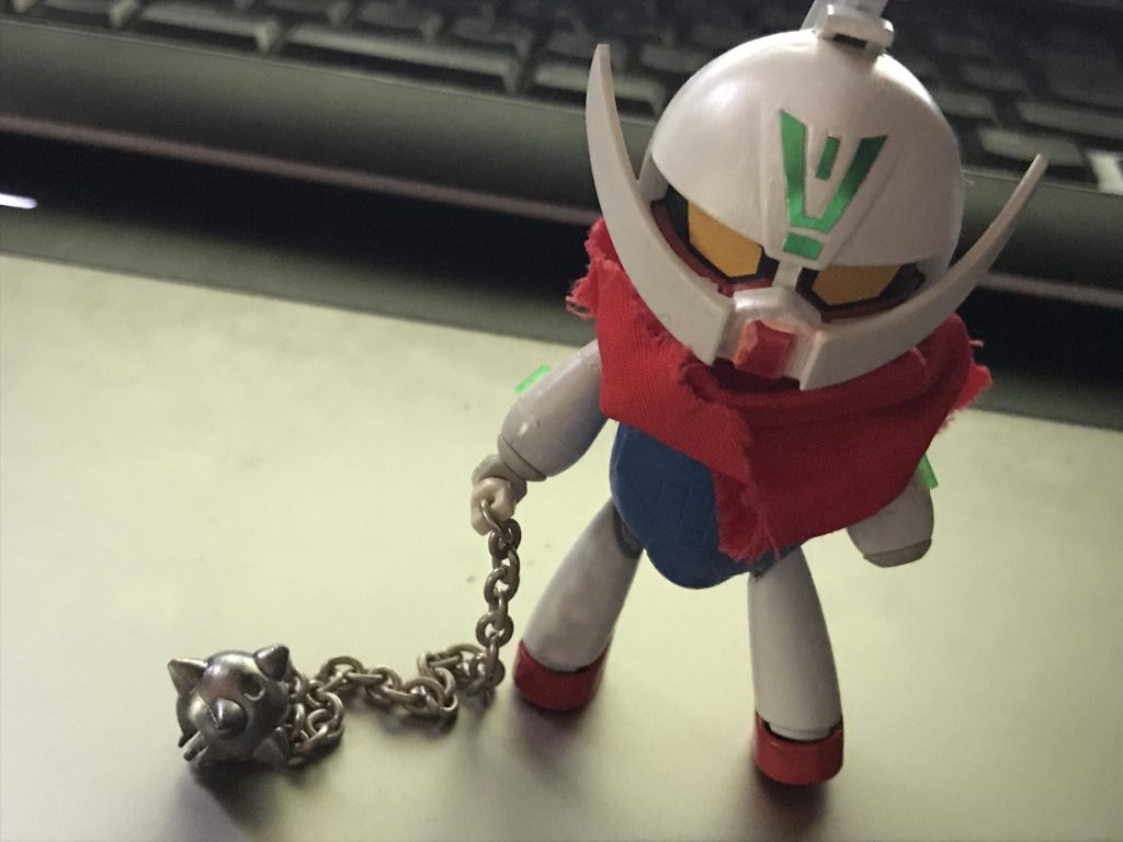 ターンAガンダムの見た目をしたプチッガイ。赤いマフラーがなんともかわいいが、手に持っているハイパーハンマーが物騒である。かわいい。