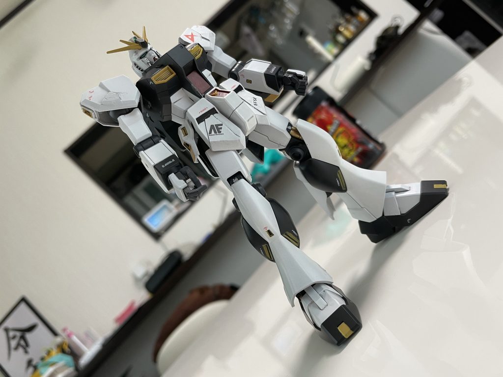 汚し前、左胸部をが外れず破損させてしまいました。仮組みの際に事前にドリルで穴あけするなどして外しやすくした方が良さそうです。元々汚す予定だったので破損部分にして汚しを強めにする事にしました。