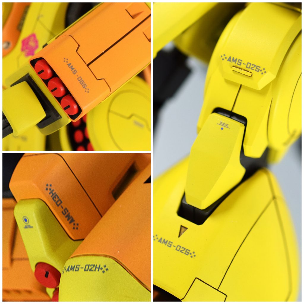 ズサのミサイルはすべて型番が決まっているので(wiki調べ各ミサイルポッドには対応した型番のデカールを自作して貼り付け