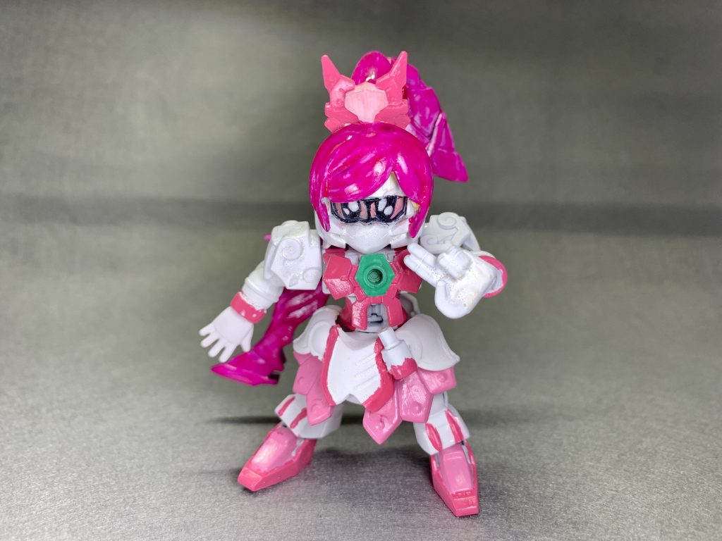 『大地に咲く一輪の花、キュアブロッサム!』ベースは大喬GNアルテミー。再現に難しい髪型はSDW HEROES 軍馬の片脚を組み替えて何とかシルエットを保てました。