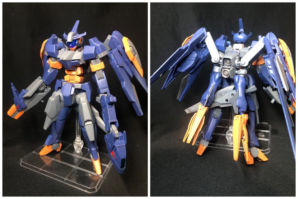 クランシェ・イェーガークランシェ・ハウンドがイェーガーと合体した形態。頭部はドッズライフル[バードヘッド]に、その他はバインダーユニットとして背部に装着。合体して飛行能力を得ることで、空中からの索敵や、ターゲットが飛行して逃走する場合への対処が可能となった。猟犬(ハウンド)から狩人(イェーガー)へと進化した、というのが一応のコンセプト。支援機と合体して強化するという主人公感も相まって、なんか量産機らしさが薄くなってしまった…でもこういう強い量産機、好きですね。