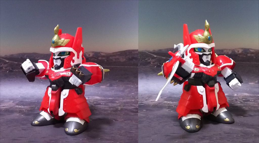 武器は背面に懸架したパニッシュアローを装備。近接戦闘は徒手空拳のようです。