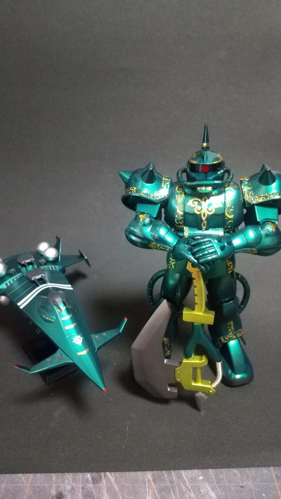 過去のドズルザクとめっちゃ余ってるメタリックグリーンの使い道を考えていたらこのグワジンに塗ったのは内緒だギレン艦、キシリア艦も作りたくなってきたw最後までご覧頂きありがとうございました🤗