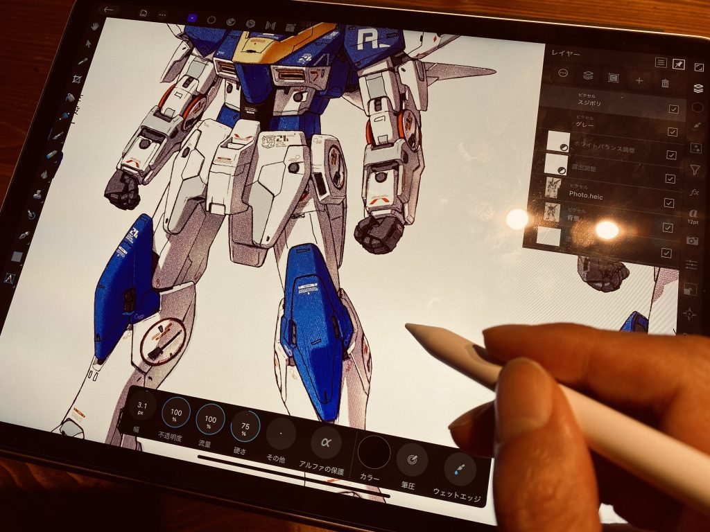 今回、初めてのディテール工作だったので、iPadの AffinityPhotoというアプリでデザインを検討しました。