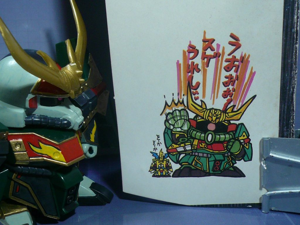 当時としては珍しい味方サイドのザク。大型モデル黒魔神闇皇帝のオマケという扱いながらも奇跡的な製品化でした。箱絵でもネタにされる程度に。