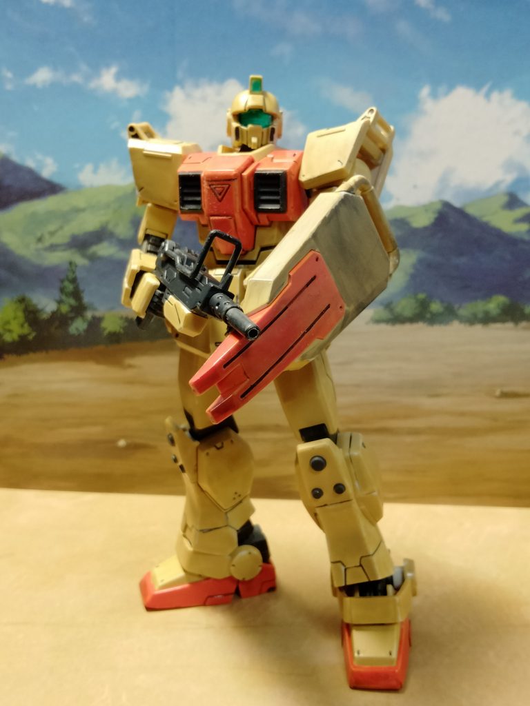 スミ入れと簡単な汚しをしてますが、若干盾を汚し過ぎた気がします💦