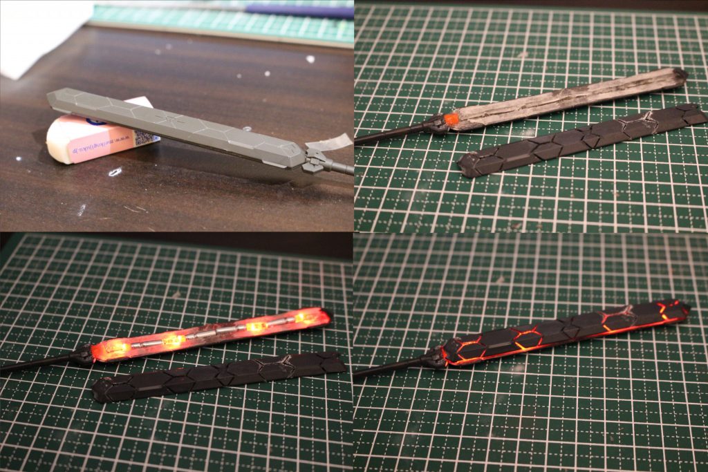 ソードメイススリッド入れて淵におゆまるくンを付けて発光調整、LEDはミライト!