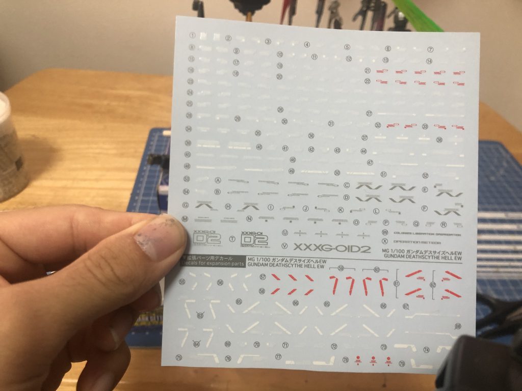 拡張ユニットの中にデスサイズヘルの水転写デカールがあります。