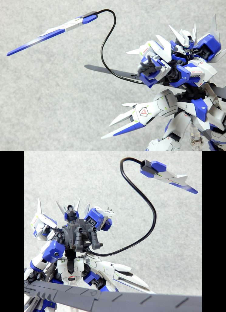 ～ACTION　TAIL BLADE～バックパックにはガンダムバルバトスルプスレクスから移植したテイルブレードが装備されています。大振りなデモリッション・ナイフでの戦闘を補助するために設けられた小回りのきく武装です。 以下、製作工程になります。
