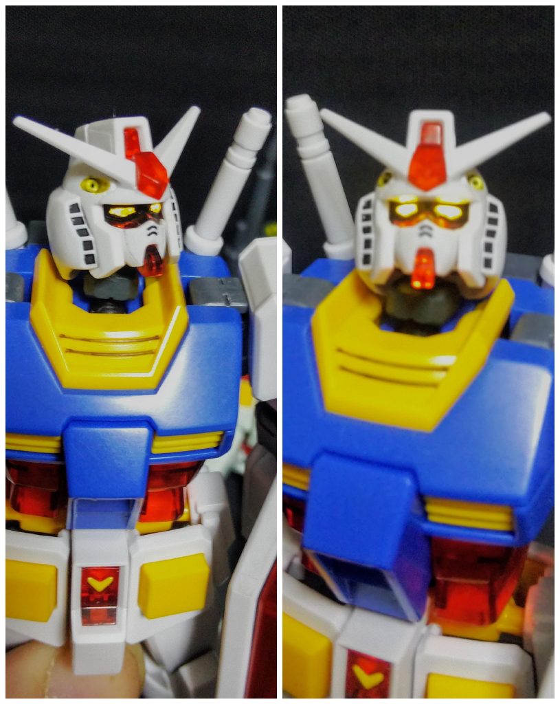 発光の具合ですが、顔を最大で起こすとクリアレッドの目元、顎が一緒に光る位の遮光に調整しています。