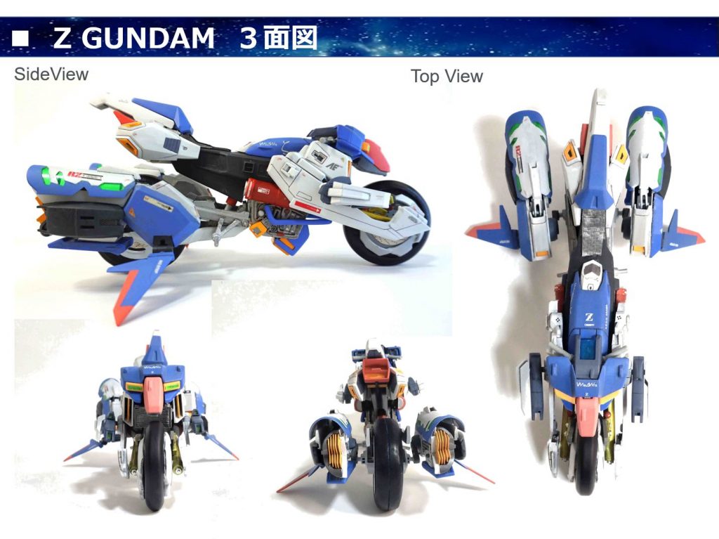 この辺から制作中の参考資料。Zの3面図。