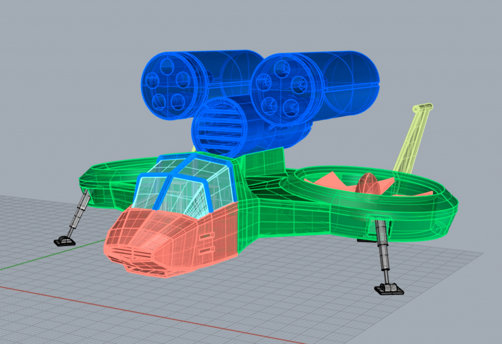 フルスクラッチなので3Dモデルを作成しプロポーション、パーツ分割の検討をしました。