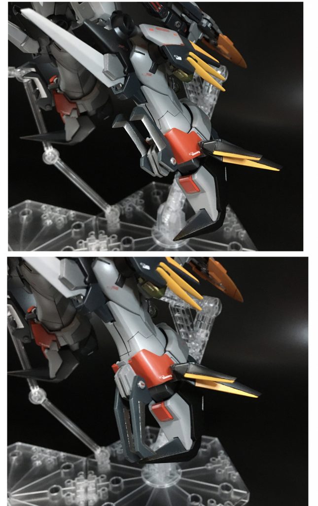 足の甲のアーマーは、猛禽類の爪を見立てて作成。可動します。