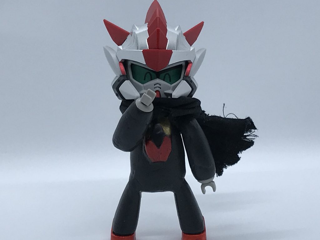 専用機ながらマスコットとしての側面も持つので、プチッガイの体を逆さまにすることで理想のデフォルメ体型に近づけました。