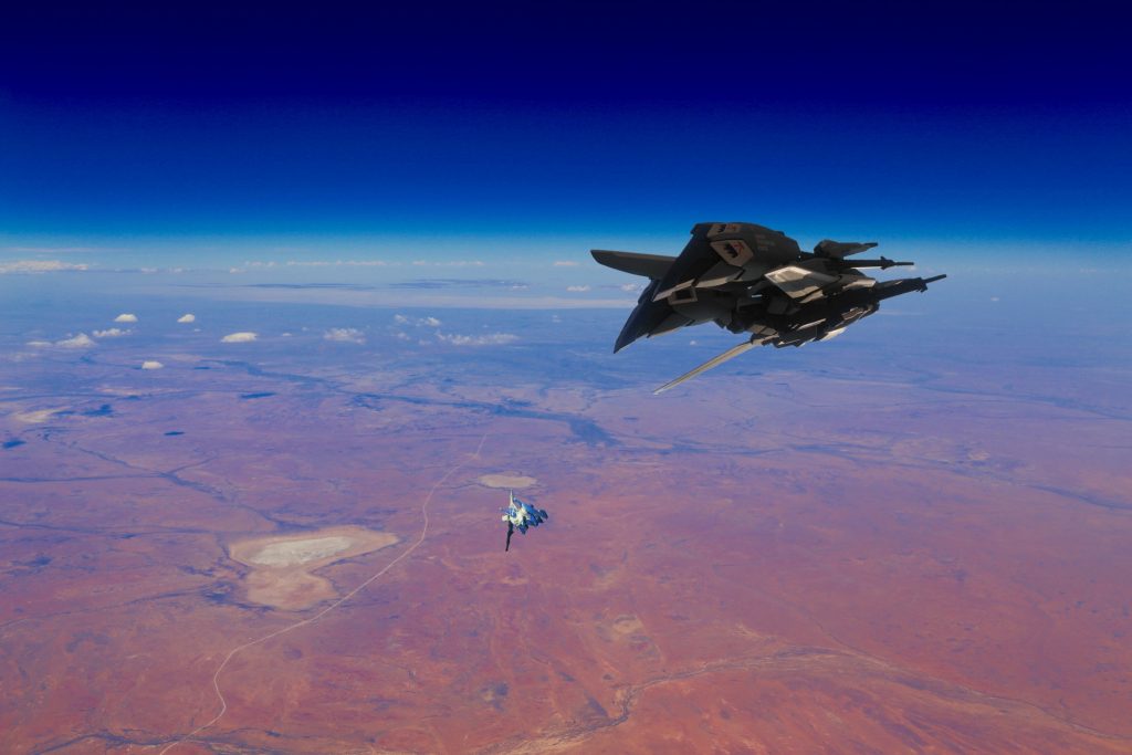 目的地に降下するイメージ。太陽の光がおかしいですね。ご容赦を。