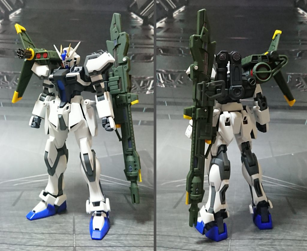 ランチャーストライクガンダムk、前/後ろ。勿論、普通のHGCEストライクガンダムにも取り付けられます。