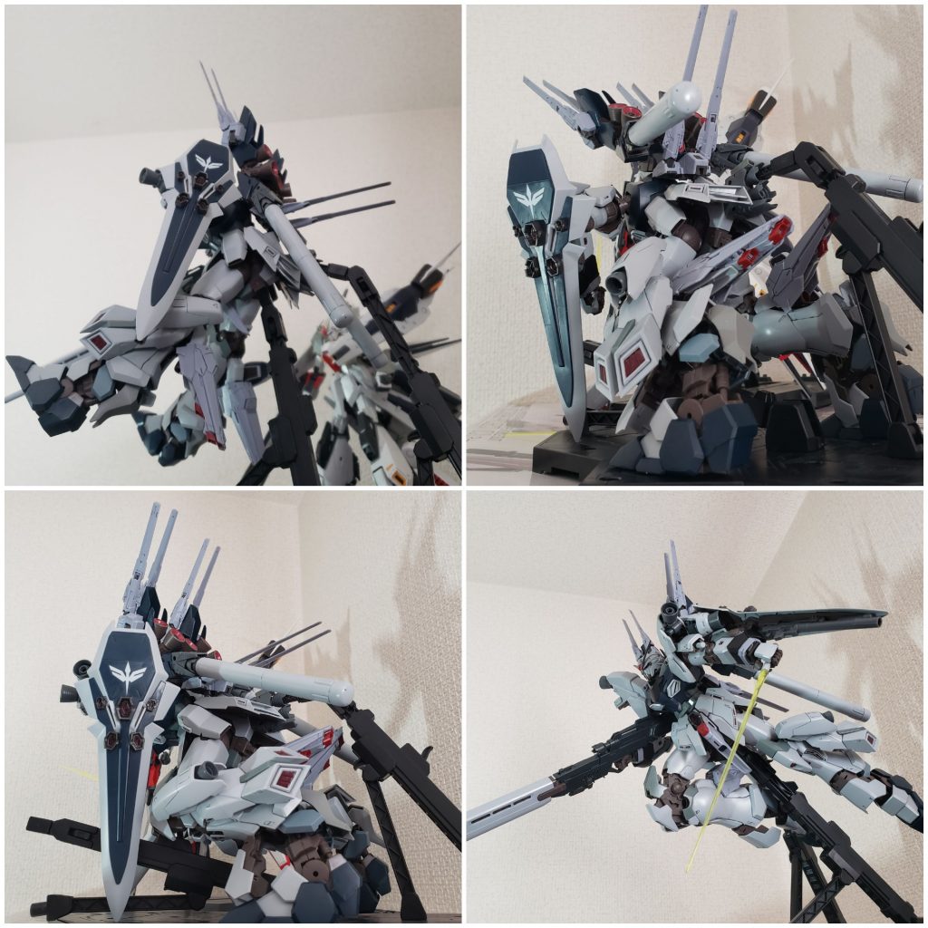 脚の謎可動範囲を活かして減速(ファンネルをAMBAC機構)着地バーニアのベクトル方向を変更、統一力強くジャンプ