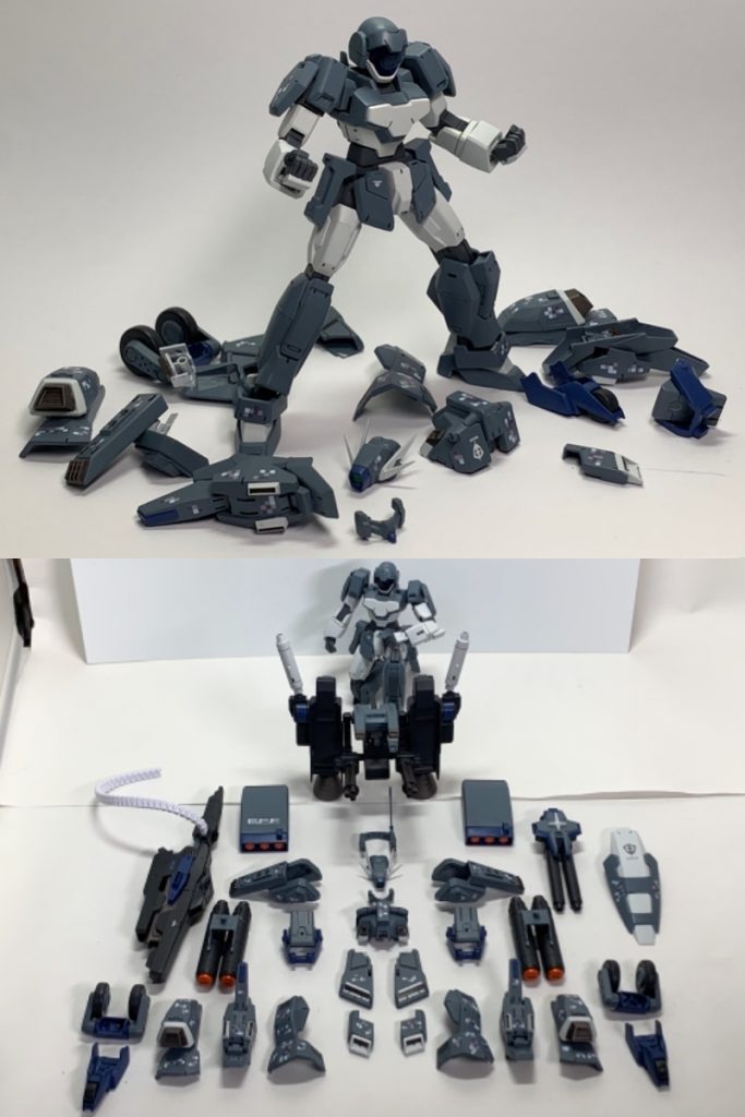 アデル武装運用試験型いわゆる中の人。全ての武器とアーマーを着脱できるよう、ネオジム磁石を内部に仕込みました。アデルとしての見た目を変える改造は一切していませんが、腕部にはロール軸を設けており、スムーズなポージングが可能です。