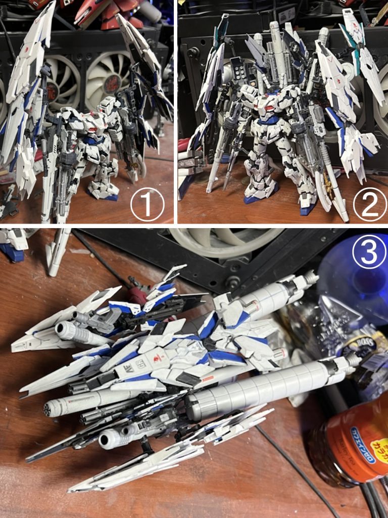 １は本体に比べて高くなりすぎた～。２は横幅が広くなりすぎ・・結局背面に大物をまとめて３にした。。。