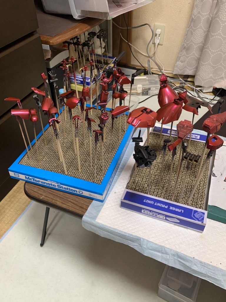 クリアレッドは3～4層重ねましたかね 