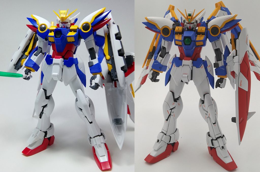 塗装前との塗装後です。白:クレオス クールホワイト青:ガイアノーツ コバルトブルー(ダグラムカラー)赤:クレオス ハーマンレッド黄:クレオス RLM04 イエロー緑:ガイアノーツ 蛍光ブルーグリーン+蛍光イエローグリーン