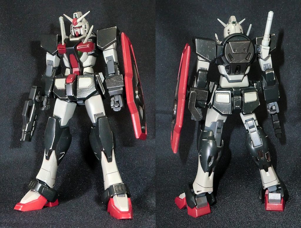 プロトタイプカラーの０ガンダム塗装剥がれの他、クラビカルアンテナの片側短縮化,ガンダムシールドの逆持ちで通常機と差別化してます
