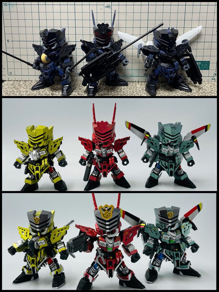 最後に塗装前、途中、最終の変遷画像ですほぼリペイントのみですが、改めてサージェントヴェルデバスター&隊員のデザイン&キットの素晴らしさを実感した作品になりました最後まで見て頂きありがとうございました