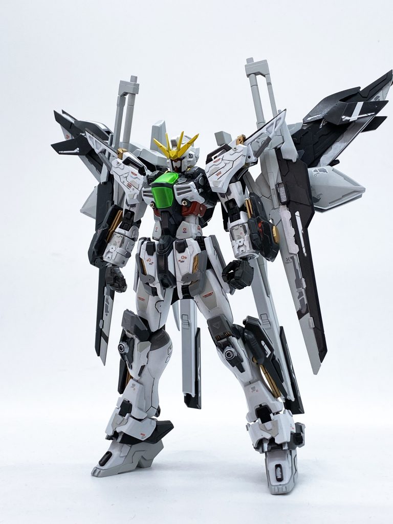 元のキットヘリオスガンダムのフリーダム要素を消し、デスティニー・DX要素を取り入れた機体となっています