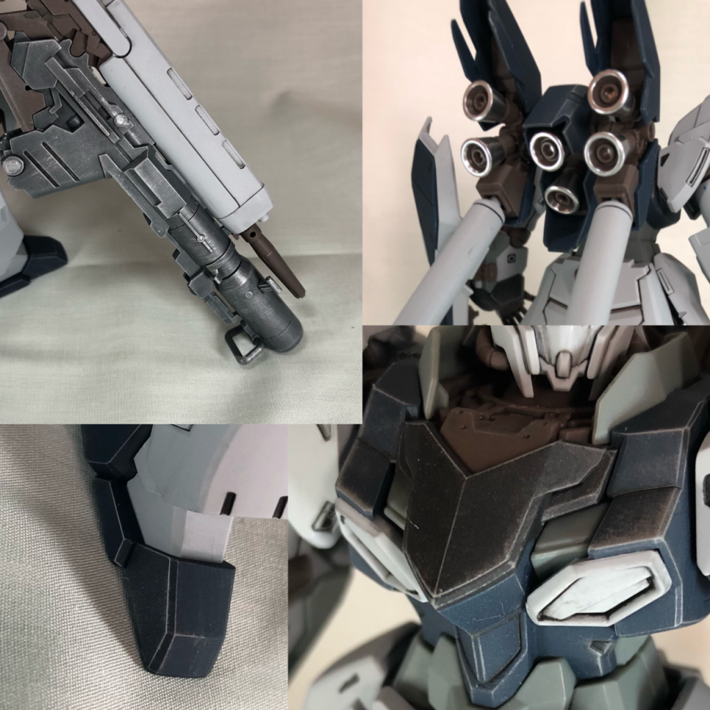 ちなみにシルバーで擦ったところのアップです、一応バックパックもやったんですがバーニアの方がキラキラしてて地味だったので遠目です個人的に武器がとてもお気に入り