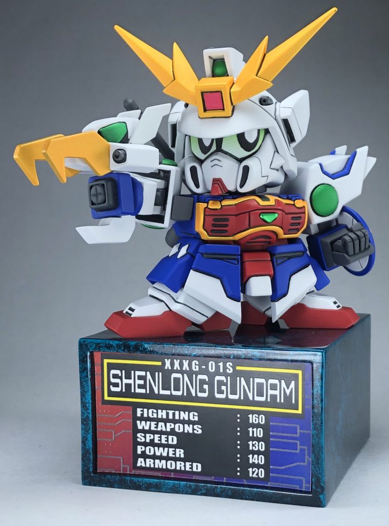 LGBBナイトのフェイスを流用したおかげで目線を差し替えで変えられるようになりました^_^シールドの裏も埋めて、イラスト通り白に塗っています。