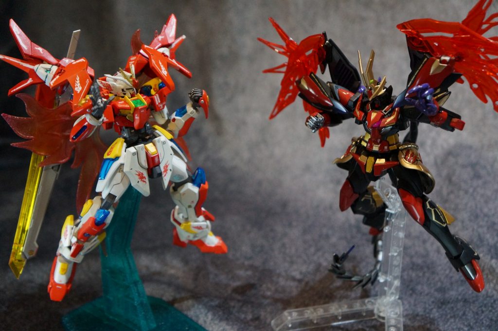 ここからはダブルブレイズガンダムとのリベンジマッチ。ブレイジングパルマフィオキーナとポイズネスフィンガーの必殺技対決。